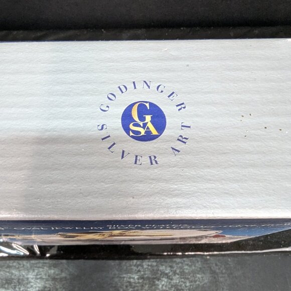 Godinger Silver Art Silver Plated 3" Oval Jewelry Box w/ Goldtone Bow New in Box - Picture 2 of 9